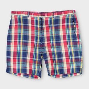 Polo Ralph Lauren Big Prospect Shorts 48B Red Blue Madras Plaid 100% Cotton